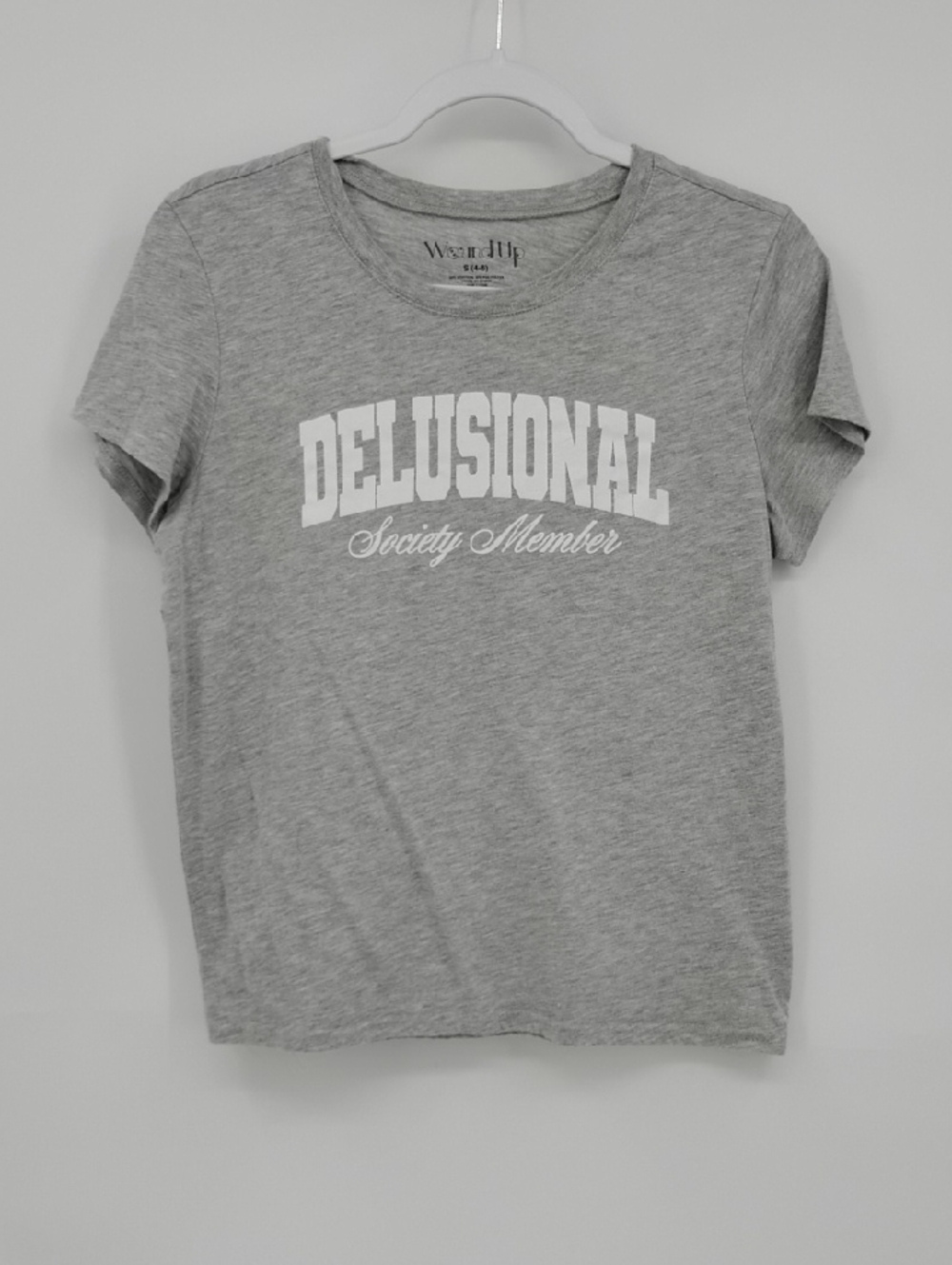 Wound Up Grey Crewneck Tee Delusional Society Member  Small 4-6